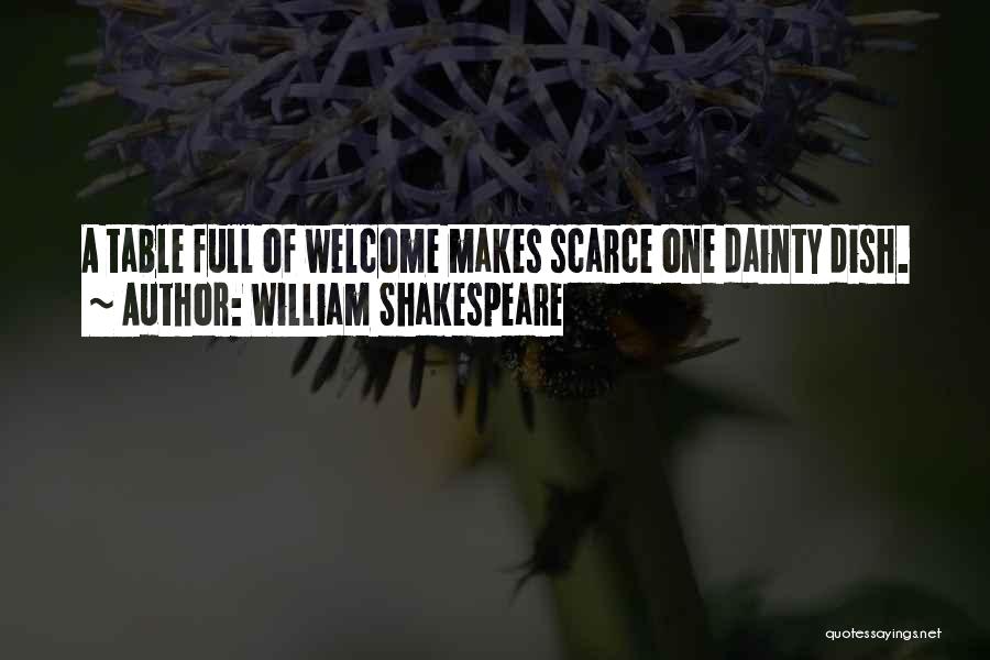 William Shakespeare Quotes: A Table Full Of Welcome Makes Scarce One Dainty Dish.