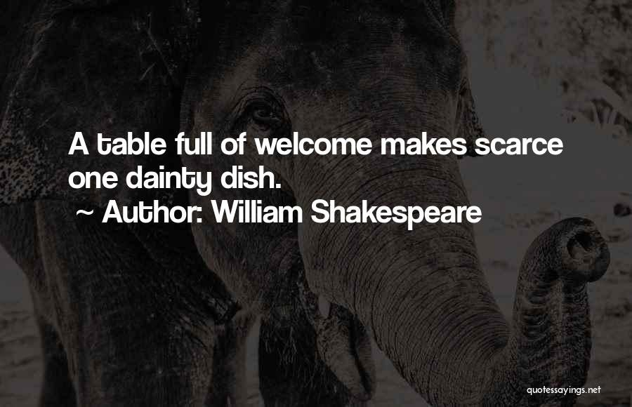 William Shakespeare Quotes: A Table Full Of Welcome Makes Scarce One Dainty Dish.