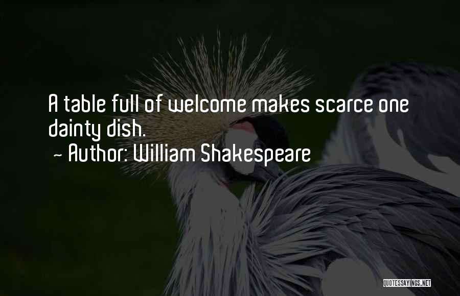 William Shakespeare Quotes: A Table Full Of Welcome Makes Scarce One Dainty Dish.