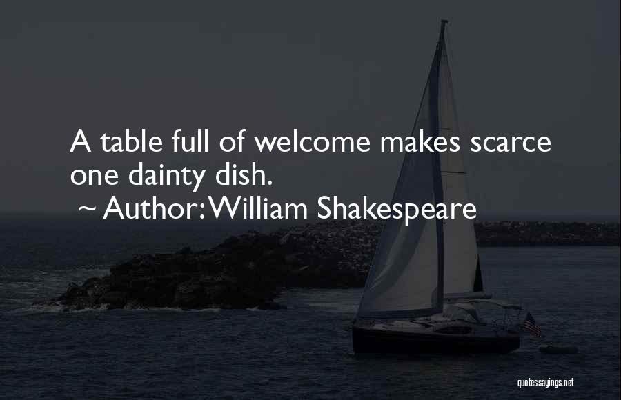 William Shakespeare Quotes: A Table Full Of Welcome Makes Scarce One Dainty Dish.