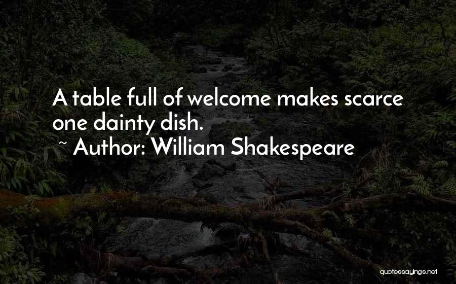 William Shakespeare Quotes: A Table Full Of Welcome Makes Scarce One Dainty Dish.