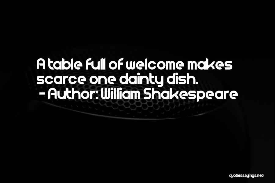 William Shakespeare Quotes: A Table Full Of Welcome Makes Scarce One Dainty Dish.