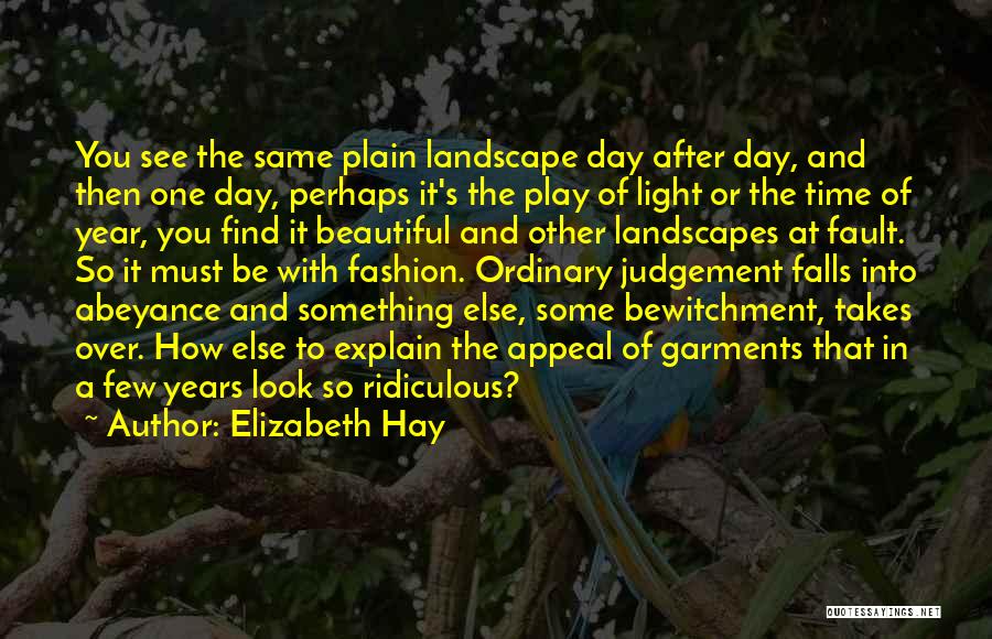 Elizabeth Hay Quotes: You See The Same Plain Landscape Day After Day, And Then One Day, Perhaps It's The Play Of Light Or