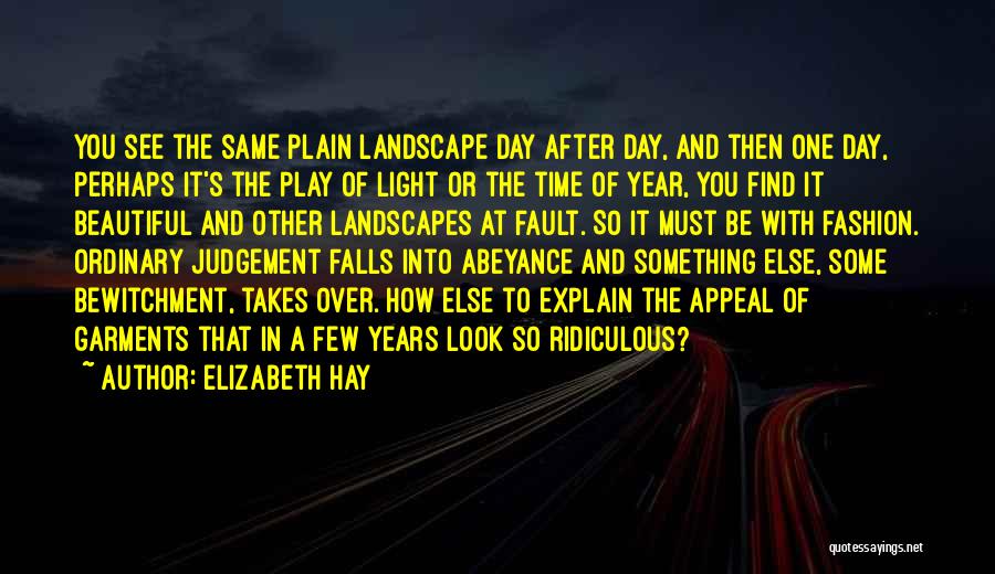 Elizabeth Hay Quotes: You See The Same Plain Landscape Day After Day, And Then One Day, Perhaps It's The Play Of Light Or