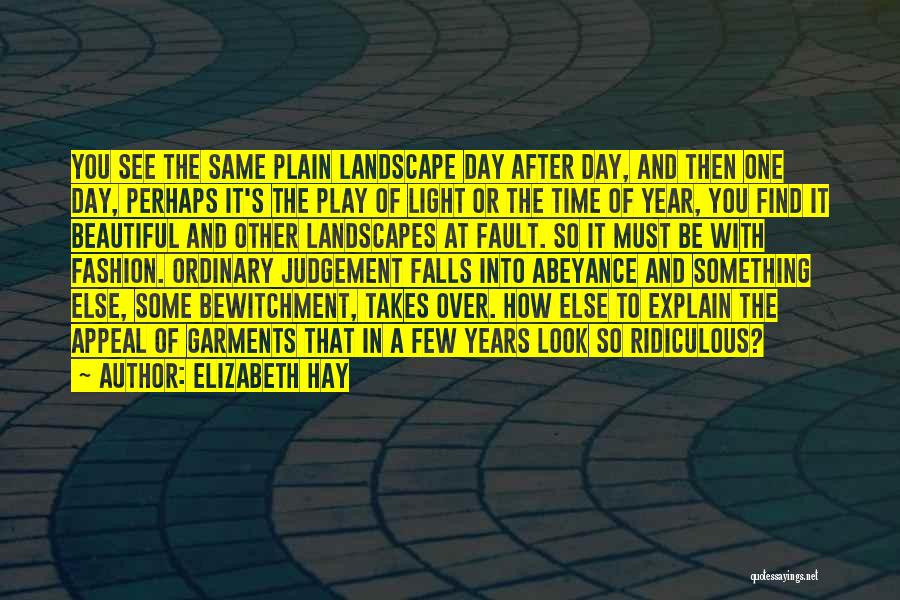 Elizabeth Hay Quotes: You See The Same Plain Landscape Day After Day, And Then One Day, Perhaps It's The Play Of Light Or