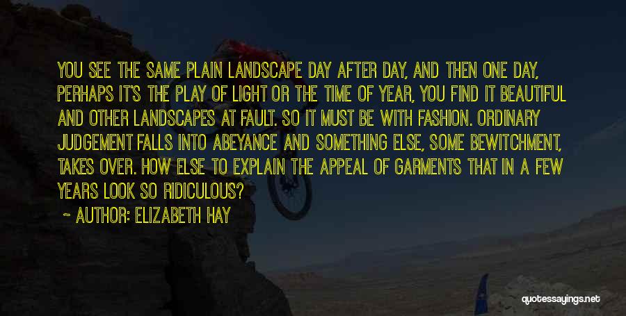 Elizabeth Hay Quotes: You See The Same Plain Landscape Day After Day, And Then One Day, Perhaps It's The Play Of Light Or