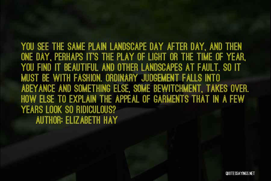 Elizabeth Hay Quotes: You See The Same Plain Landscape Day After Day, And Then One Day, Perhaps It's The Play Of Light Or