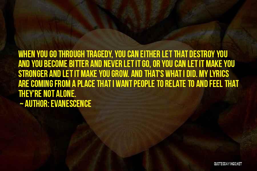 Evanescence Quotes: When You Go Through Tragedy, You Can Either Let That Destroy You And You Become Bitter And Never Let It