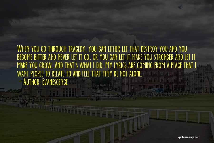 Evanescence Quotes: When You Go Through Tragedy, You Can Either Let That Destroy You And You Become Bitter And Never Let It