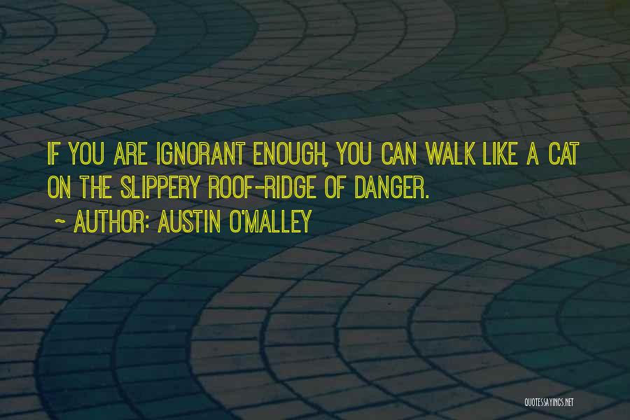 Austin O'Malley Quotes: If You Are Ignorant Enough, You Can Walk Like A Cat On The Slippery Roof-ridge Of Danger.