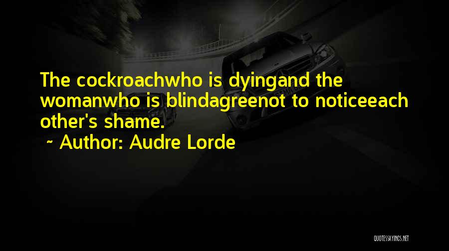 Audre Lorde Quotes: The Cockroachwho Is Dyingand The Womanwho Is Blindagreenot To Noticeeach Other's Shame.