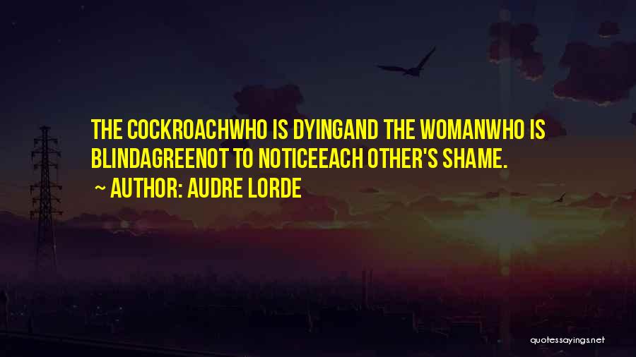 Audre Lorde Quotes: The Cockroachwho Is Dyingand The Womanwho Is Blindagreenot To Noticeeach Other's Shame.