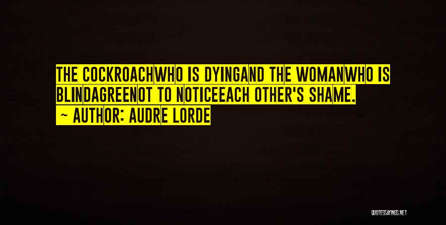 Audre Lorde Quotes: The Cockroachwho Is Dyingand The Womanwho Is Blindagreenot To Noticeeach Other's Shame.