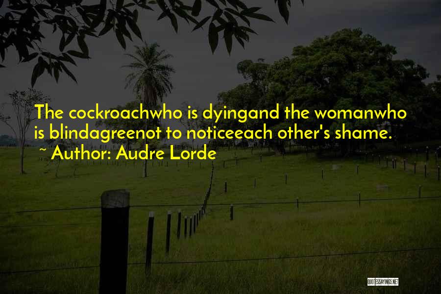 Audre Lorde Quotes: The Cockroachwho Is Dyingand The Womanwho Is Blindagreenot To Noticeeach Other's Shame.