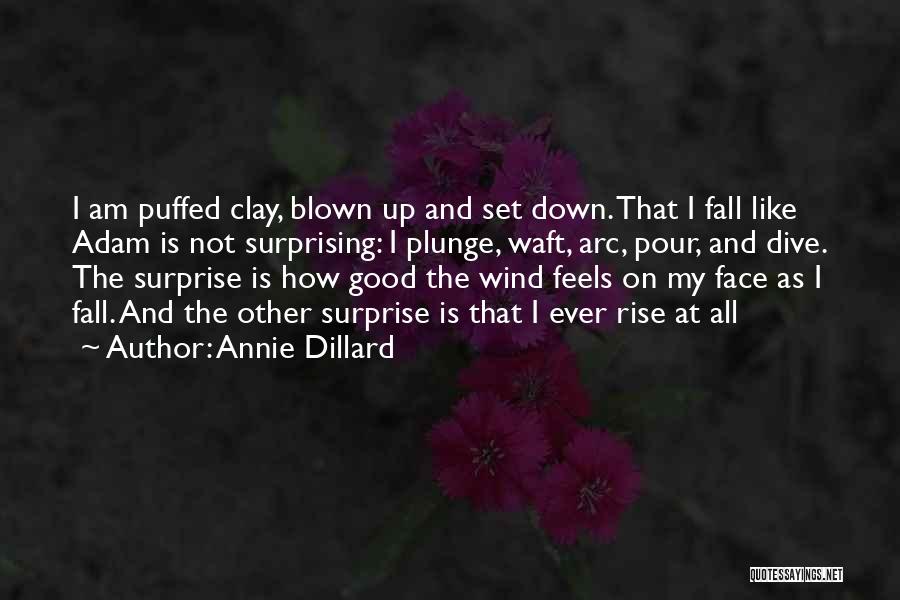 Annie Dillard Quotes: I Am Puffed Clay, Blown Up And Set Down. That I Fall Like Adam Is Not Surprising: I Plunge, Waft,