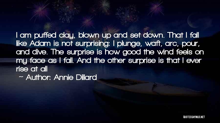 Annie Dillard Quotes: I Am Puffed Clay, Blown Up And Set Down. That I Fall Like Adam Is Not Surprising: I Plunge, Waft,