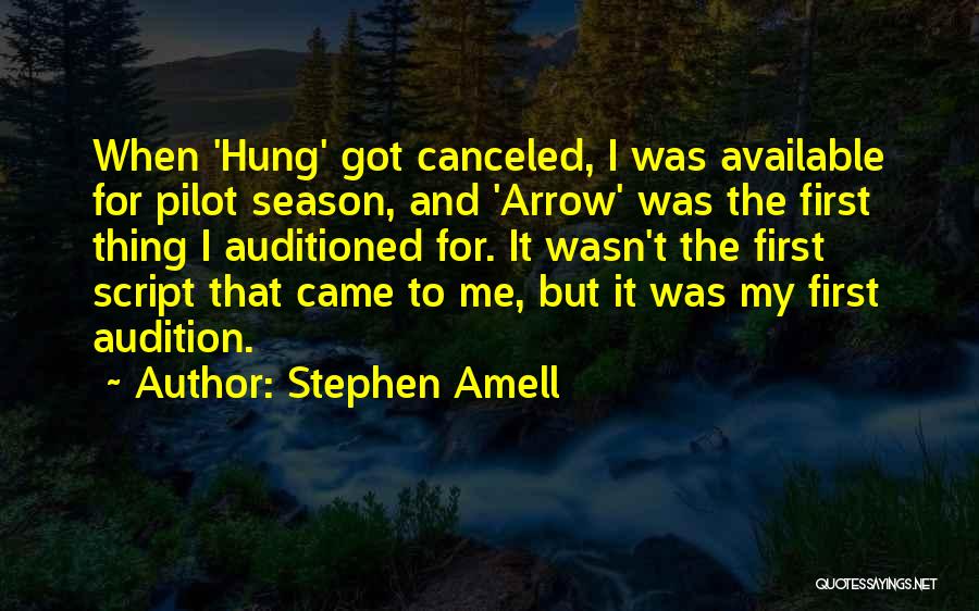 Stephen Amell Quotes: When 'hung' Got Canceled, I Was Available For Pilot Season, And 'arrow' Was The First Thing I Auditioned For. It