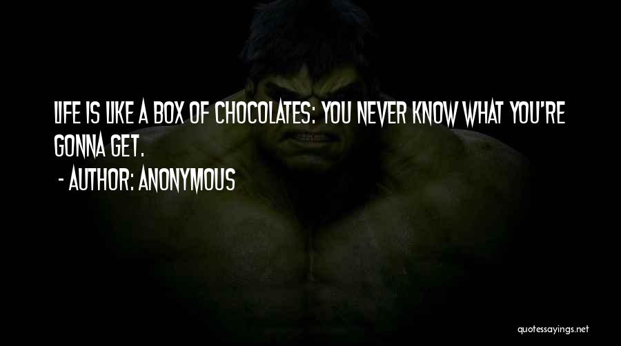 Anonymous Quotes: Life Is Like A Box Of Chocolates: You Never Know What You're Gonna Get.