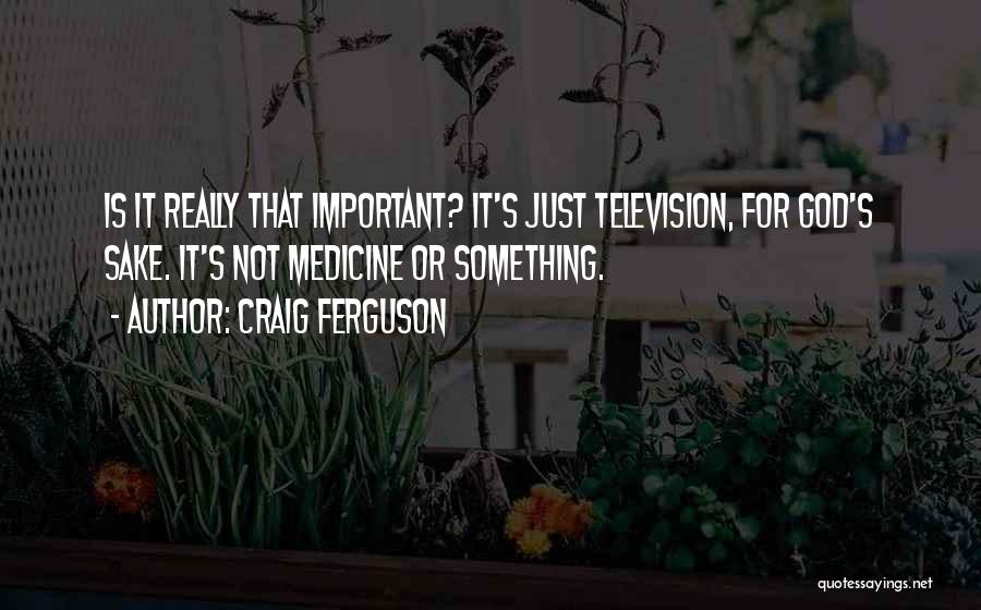 Craig Ferguson Quotes: Is It Really That Important? It's Just Television, For God's Sake. It's Not Medicine Or Something.