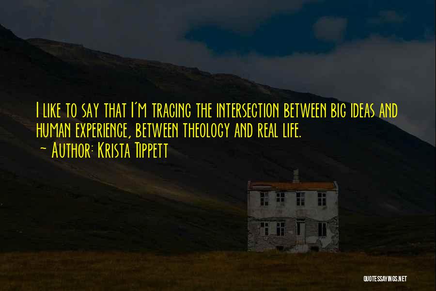 Krista Tippett Quotes: I Like To Say That I'm Tracing The Intersection Between Big Ideas And Human Experience, Between Theology And Real Life.