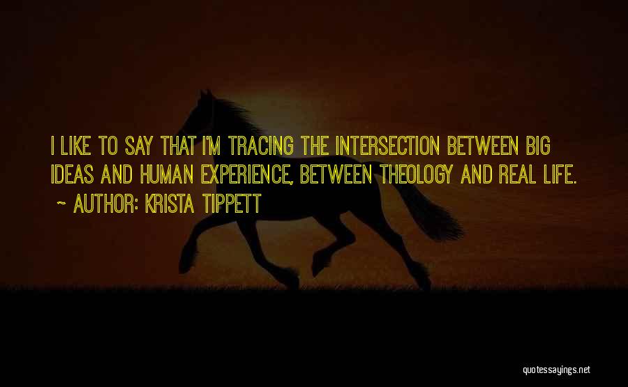 Krista Tippett Quotes: I Like To Say That I'm Tracing The Intersection Between Big Ideas And Human Experience, Between Theology And Real Life.