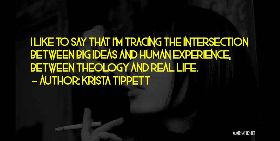 Krista Tippett Quotes: I Like To Say That I'm Tracing The Intersection Between Big Ideas And Human Experience, Between Theology And Real Life.