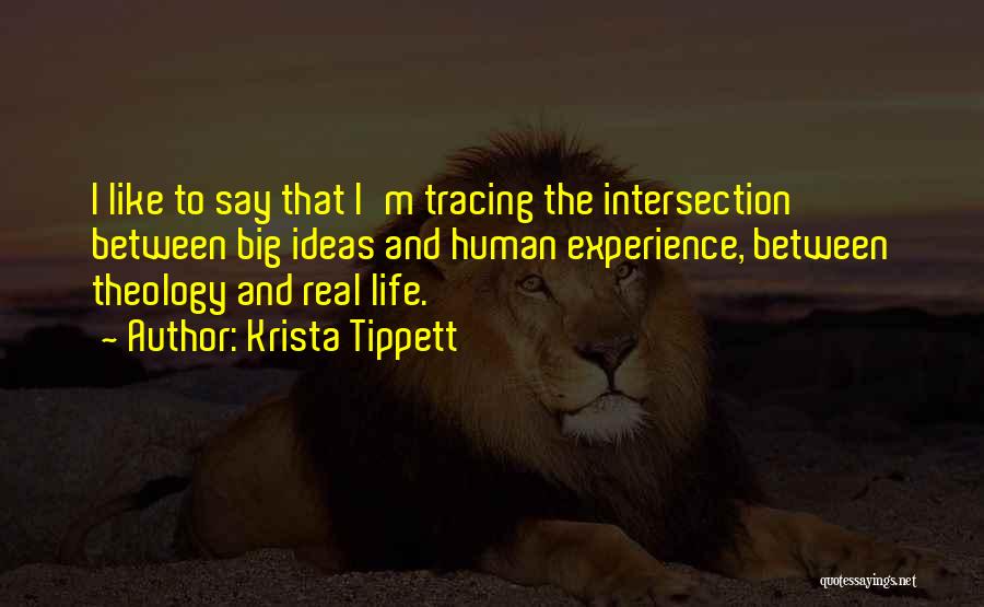 Krista Tippett Quotes: I Like To Say That I'm Tracing The Intersection Between Big Ideas And Human Experience, Between Theology And Real Life.