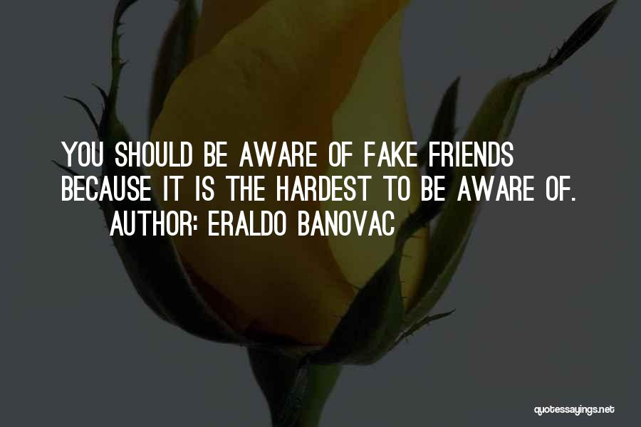 Eraldo Banovac Quotes: You Should Be Aware Of Fake Friends Because It Is The Hardest To Be Aware Of.