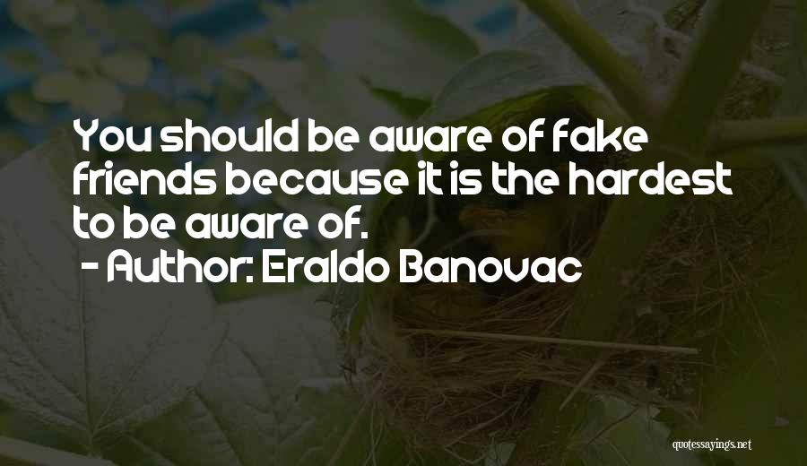 Eraldo Banovac Quotes: You Should Be Aware Of Fake Friends Because It Is The Hardest To Be Aware Of.