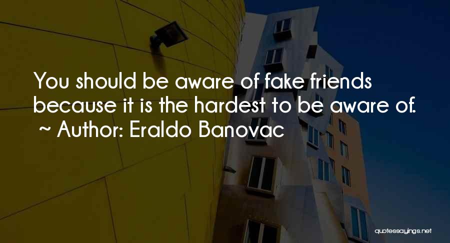 Eraldo Banovac Quotes: You Should Be Aware Of Fake Friends Because It Is The Hardest To Be Aware Of.