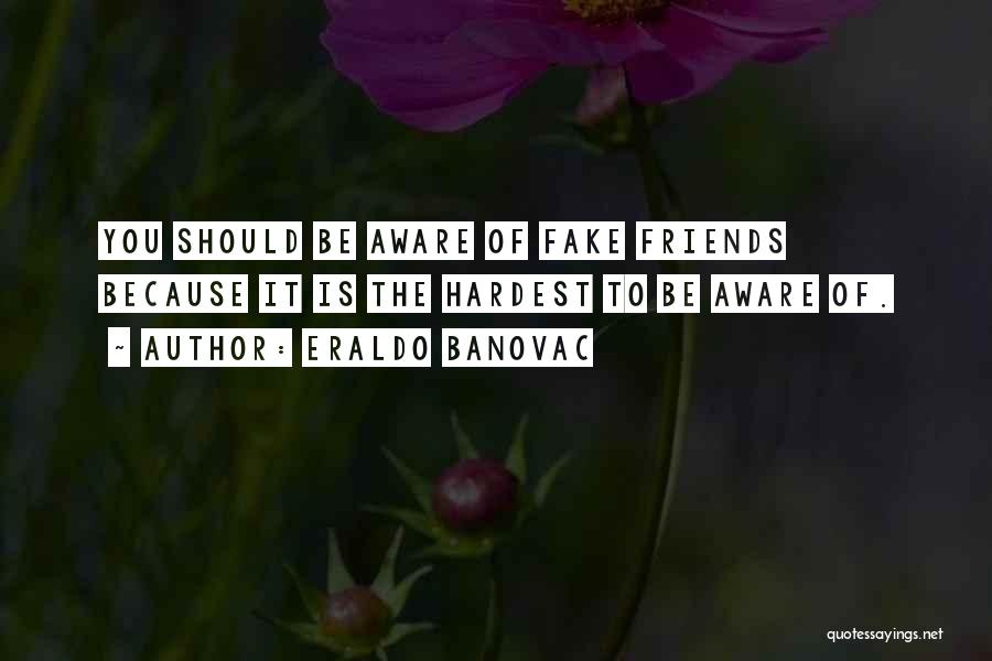 Eraldo Banovac Quotes: You Should Be Aware Of Fake Friends Because It Is The Hardest To Be Aware Of.