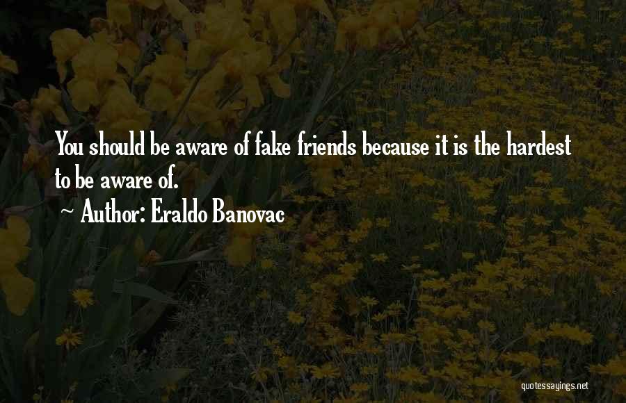 Eraldo Banovac Quotes: You Should Be Aware Of Fake Friends Because It Is The Hardest To Be Aware Of.