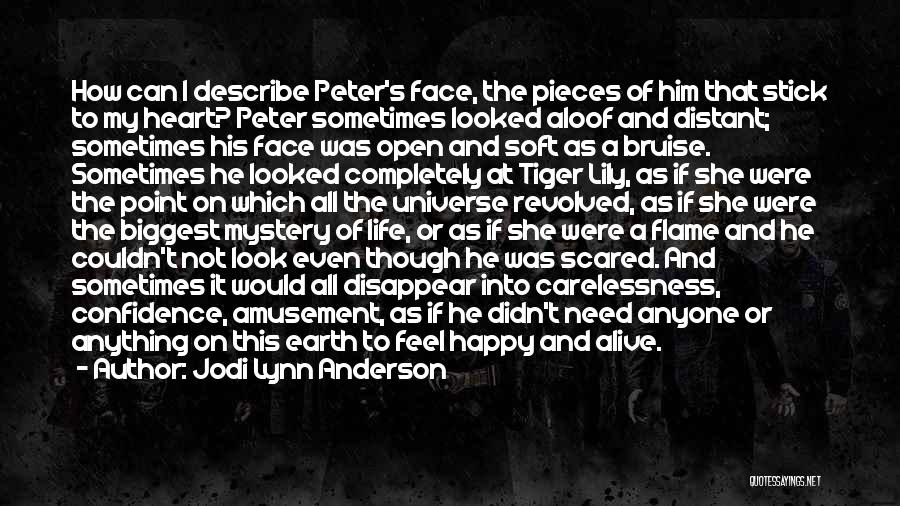 Jodi Lynn Anderson Quotes: How Can I Describe Peter's Face, The Pieces Of Him That Stick To My Heart? Peter Sometimes Looked Aloof And