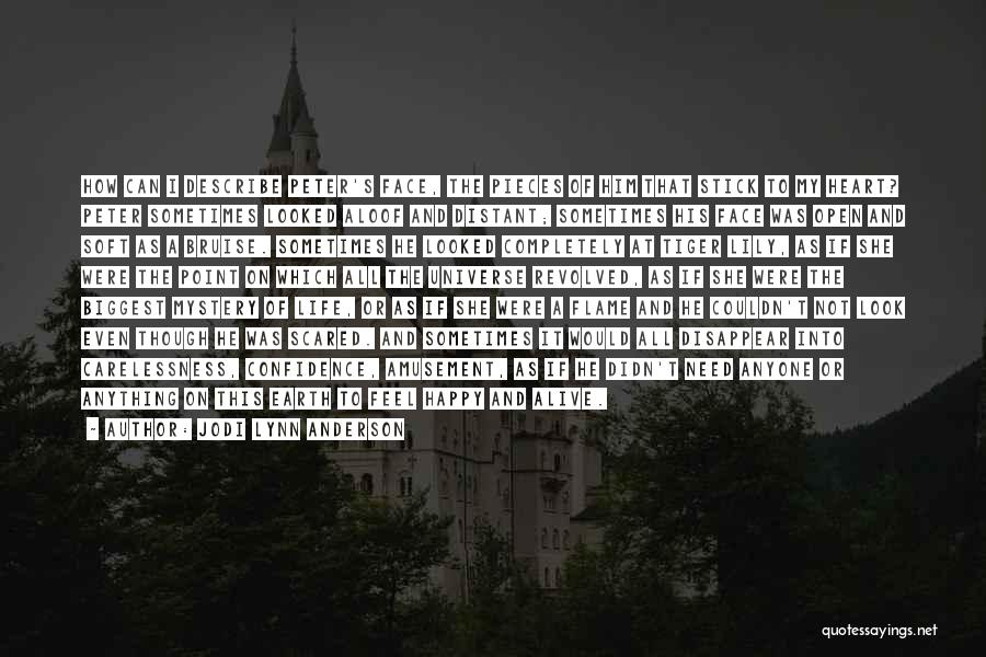 Jodi Lynn Anderson Quotes: How Can I Describe Peter's Face, The Pieces Of Him That Stick To My Heart? Peter Sometimes Looked Aloof And