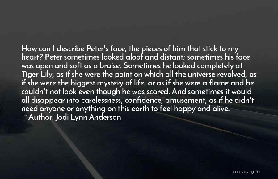 Jodi Lynn Anderson Quotes: How Can I Describe Peter's Face, The Pieces Of Him That Stick To My Heart? Peter Sometimes Looked Aloof And