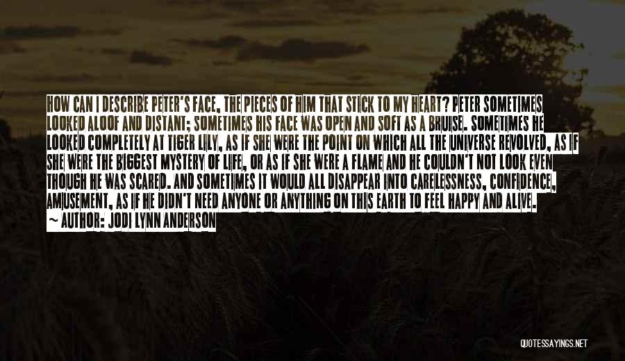 Jodi Lynn Anderson Quotes: How Can I Describe Peter's Face, The Pieces Of Him That Stick To My Heart? Peter Sometimes Looked Aloof And