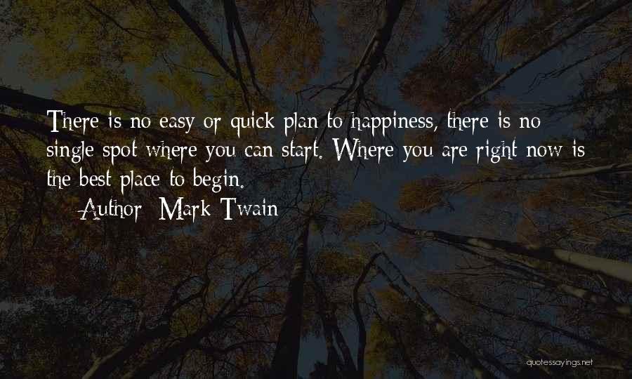 Mark Twain Quotes: There Is No Easy Or Quick Plan To Happiness, There Is No Single Spot Where You Can Start. Where You