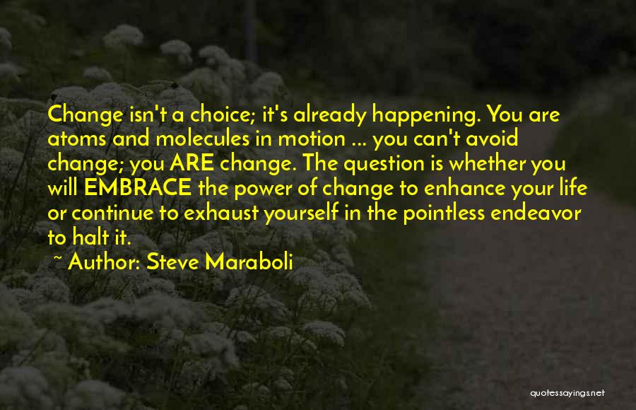 Steve Maraboli Quotes: Change Isn't A Choice; It's Already Happening. You Are Atoms And Molecules In Motion ... You Can't Avoid Change; You