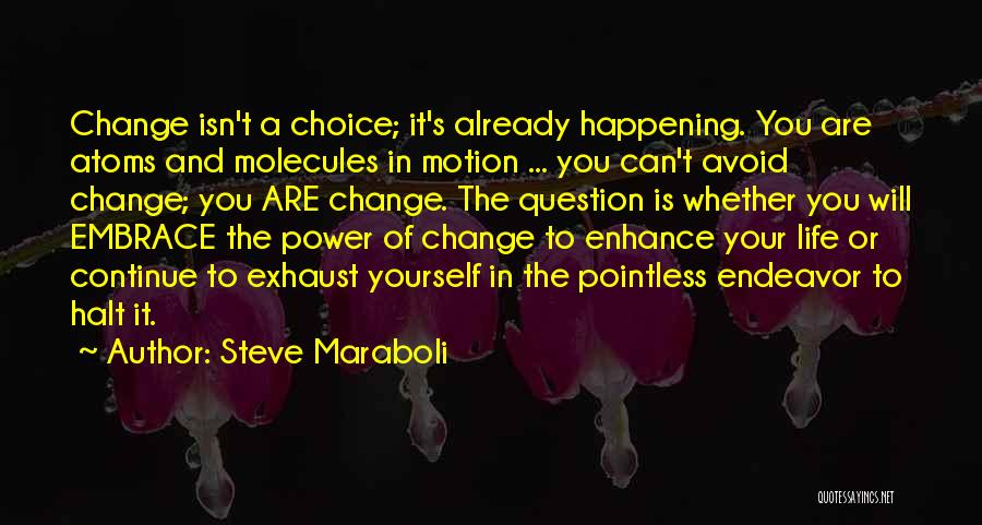 Steve Maraboli Quotes: Change Isn't A Choice; It's Already Happening. You Are Atoms And Molecules In Motion ... You Can't Avoid Change; You