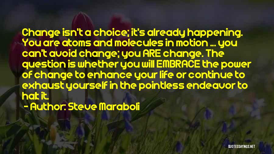 Steve Maraboli Quotes: Change Isn't A Choice; It's Already Happening. You Are Atoms And Molecules In Motion ... You Can't Avoid Change; You