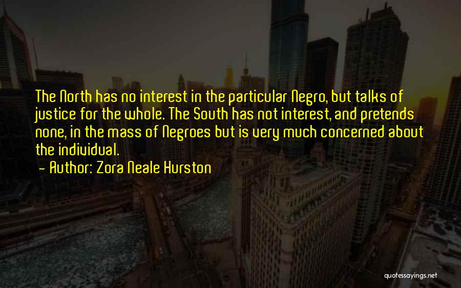 Zora Neale Hurston Quotes: The North Has No Interest In The Particular Negro, But Talks Of Justice For The Whole. The South Has Not