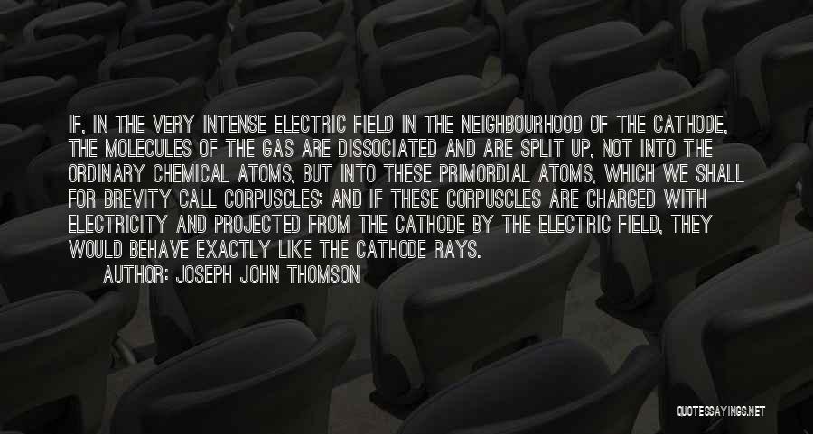 Joseph John Thomson Quotes: If, In The Very Intense Electric Field In The Neighbourhood Of The Cathode, The Molecules Of The Gas Are Dissociated