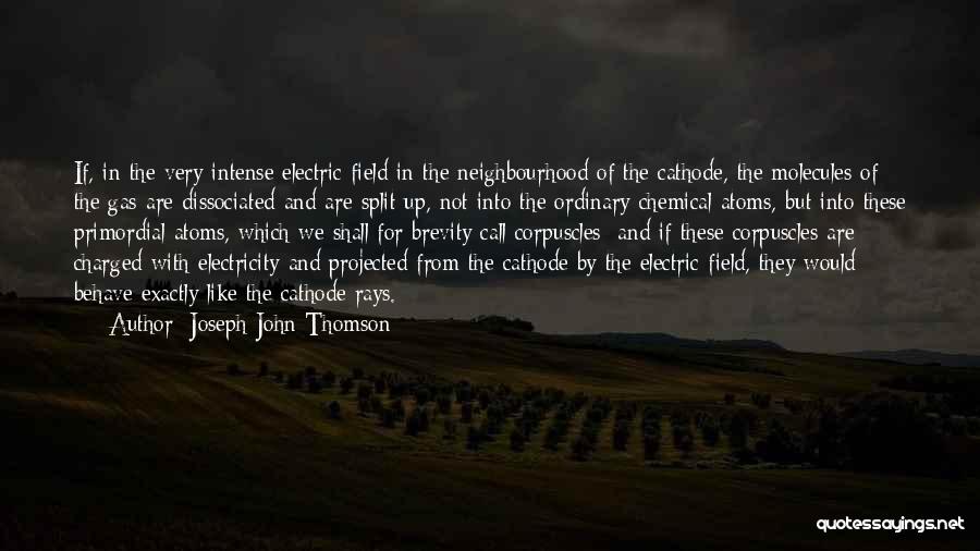 Joseph John Thomson Quotes: If, In The Very Intense Electric Field In The Neighbourhood Of The Cathode, The Molecules Of The Gas Are Dissociated