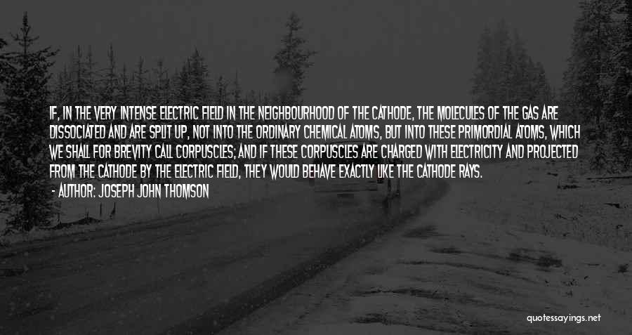 Joseph John Thomson Quotes: If, In The Very Intense Electric Field In The Neighbourhood Of The Cathode, The Molecules Of The Gas Are Dissociated