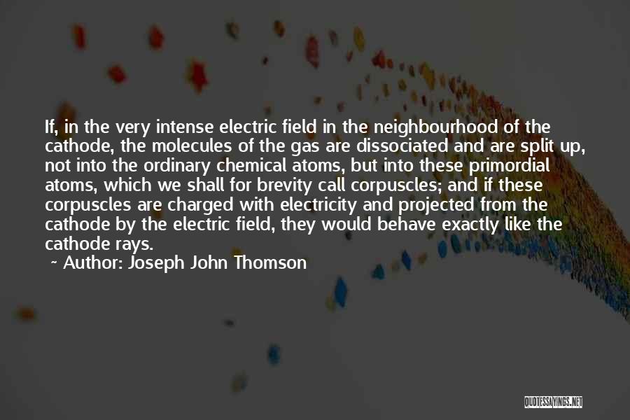 Joseph John Thomson Quotes: If, In The Very Intense Electric Field In The Neighbourhood Of The Cathode, The Molecules Of The Gas Are Dissociated