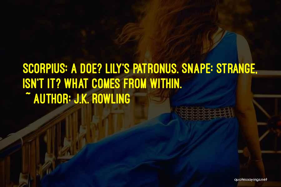 J.K. Rowling Quotes: Scorpius: A Doe? Lily's Patronus. Snape: Strange, Isn't It? What Comes From Within.