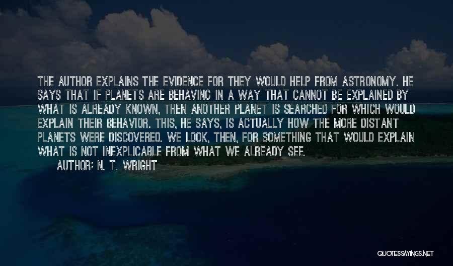 N. T. Wright Quotes: The Author Explains The Evidence For They Would Help From Astronomy. He Says That If Planets Are Behaving In A