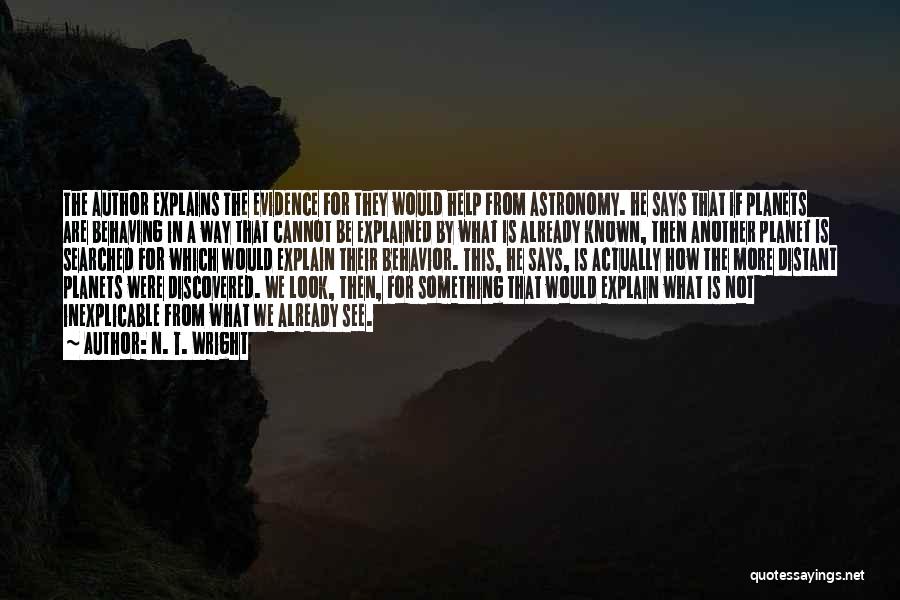 N. T. Wright Quotes: The Author Explains The Evidence For They Would Help From Astronomy. He Says That If Planets Are Behaving In A