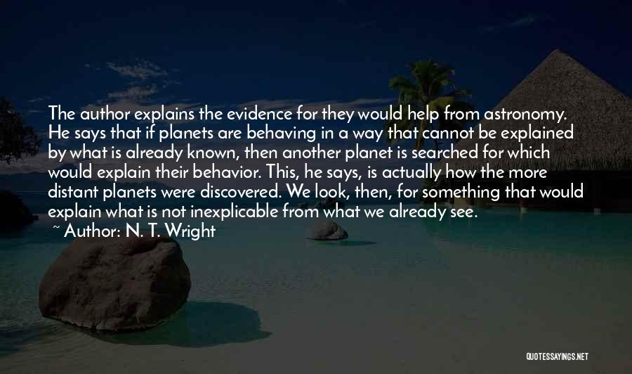 N. T. Wright Quotes: The Author Explains The Evidence For They Would Help From Astronomy. He Says That If Planets Are Behaving In A
