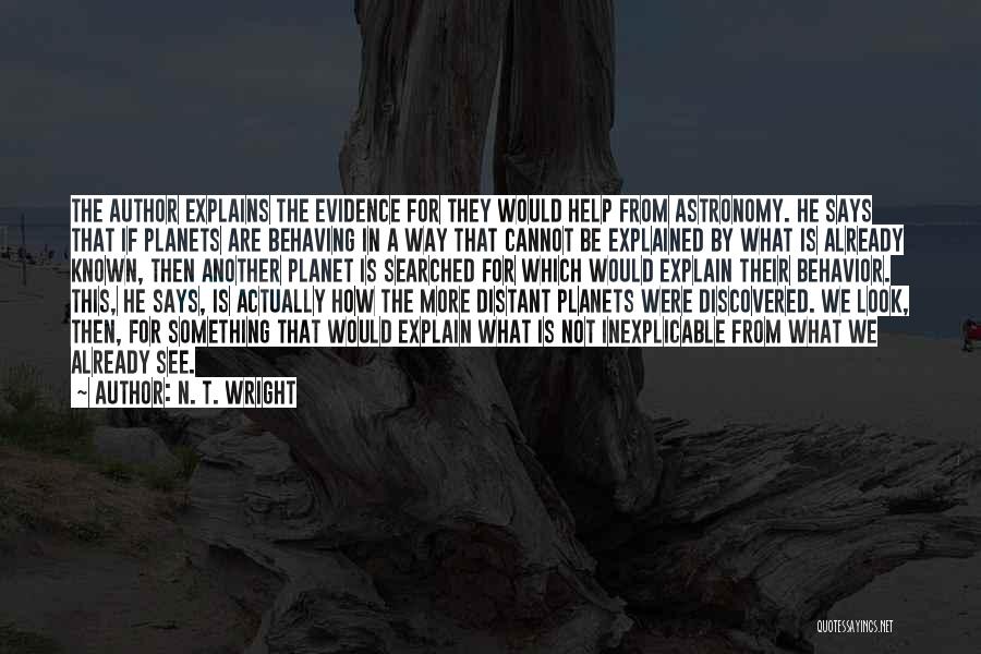 N. T. Wright Quotes: The Author Explains The Evidence For They Would Help From Astronomy. He Says That If Planets Are Behaving In A
